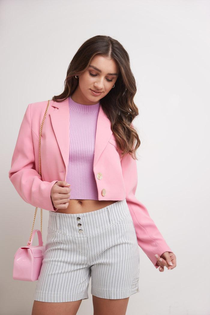 rekucci Pull-on 5” Classic Shorts with Real Pockets white-blue-stripes