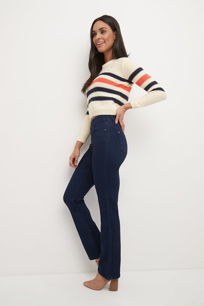 rekucci Pull-on Bootcut Jeans with real pockets ink-rinse