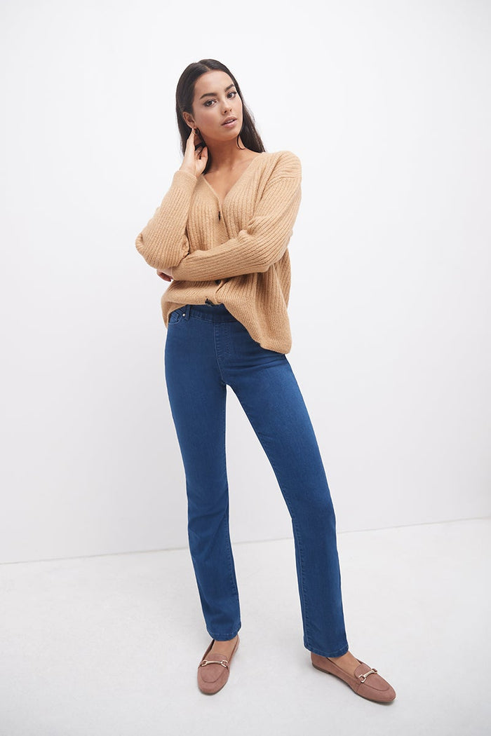 rekucci Pull-on Bootcut Jeans with real pockets malibu-solid