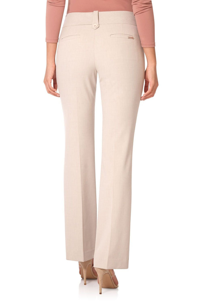 Rekucci Pull-on Bootcut Trousers With Belt Loops & Tummy Control Beige-mix