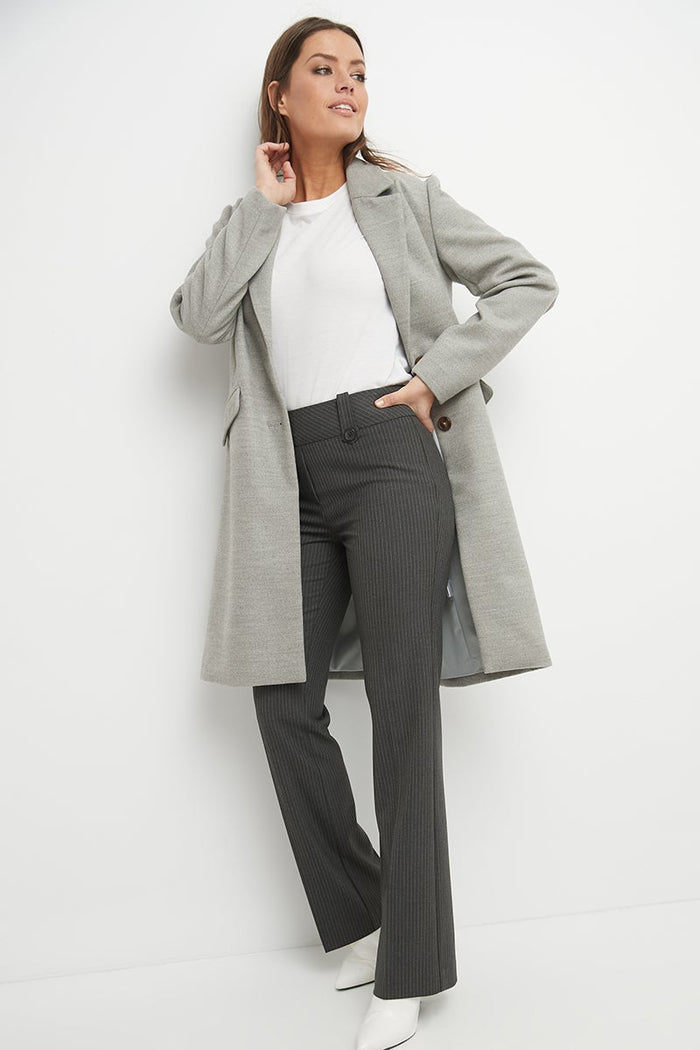 Rekucci Pull-on Bootcut Trousers With Belt Loops & Tummy Control Dark-charcoal-stripe