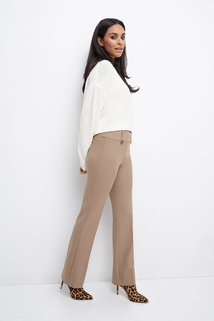 Rekucci Pull-on Bootcut Trousers With Belt Loops & Tummy Control Camel