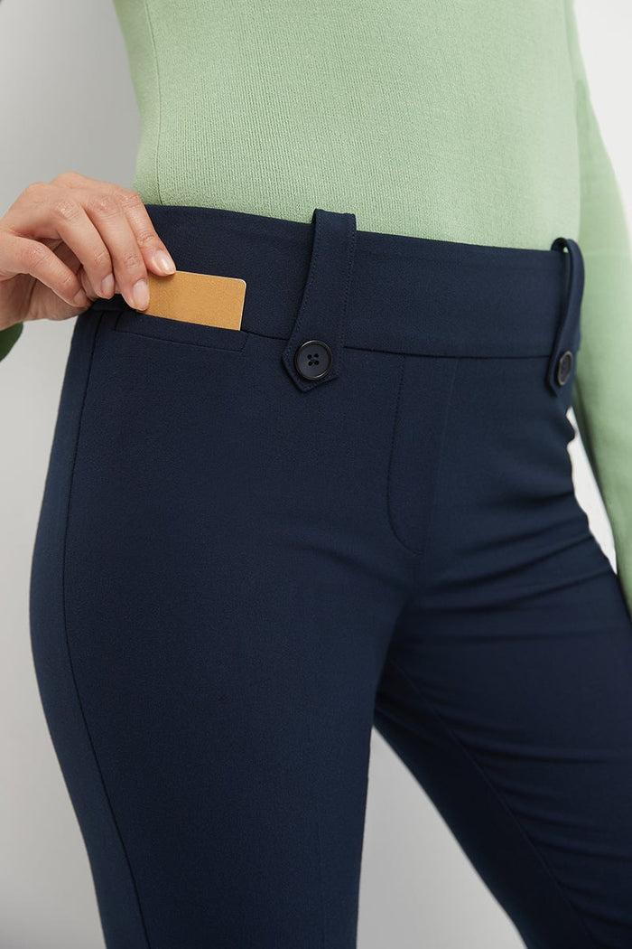 Rekucci Pull-on Bootcut Trousers With Belt Loops & Tummy Control Navy
