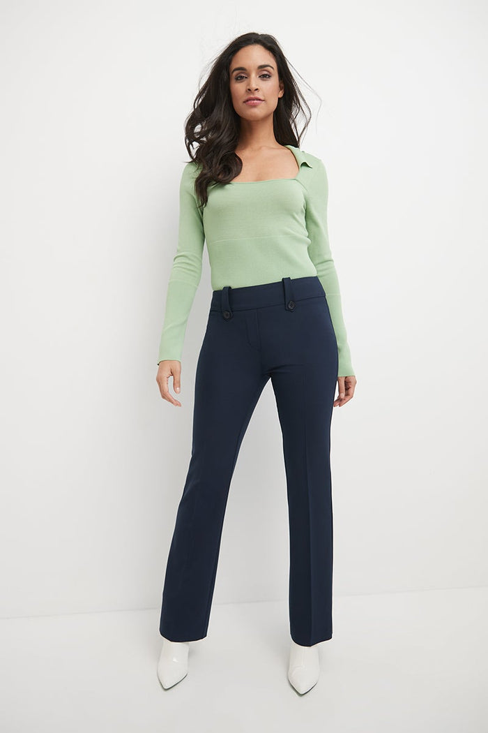 Rekucci Pull-on Bootcut Trousers With Belt Loops & Tummy Control Navy