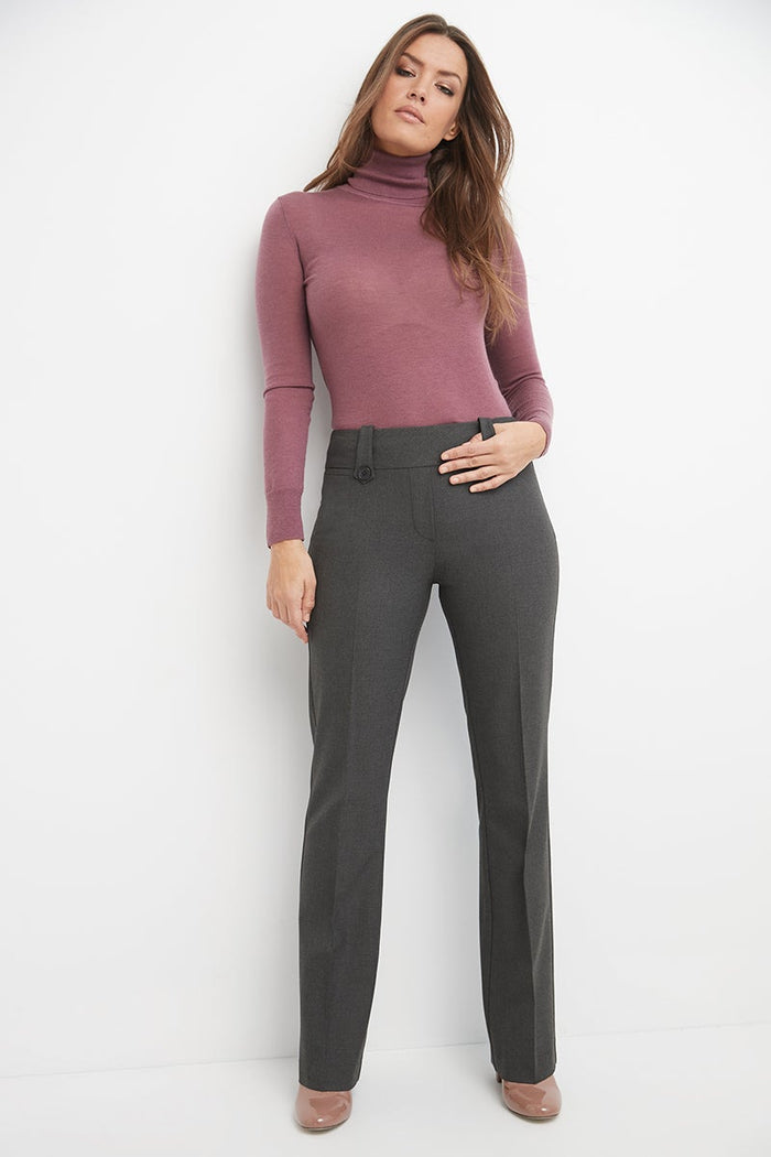 Rekucci Pull-on Bootcut Trousers With Belt Loops & Tummy Control Dk-charcoal