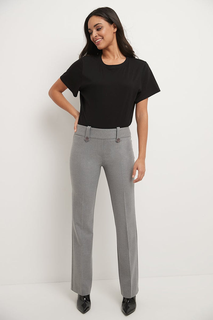 Rekucci Pull-on Bootcut Trousers With Belt Loops & Tummy Control Charcoal