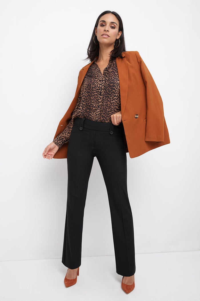 Rekucci Pull-on Bootcut Trousers With Belt Loops & Tummy Control Black