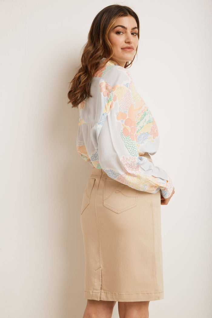 Rekucci Pull-on Colored Denim Skirt With Five Real Pockets Stone