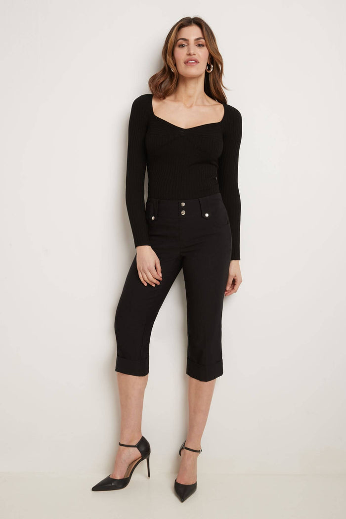 Rekucci Chic Capri With Classic Cuffed Hem Black