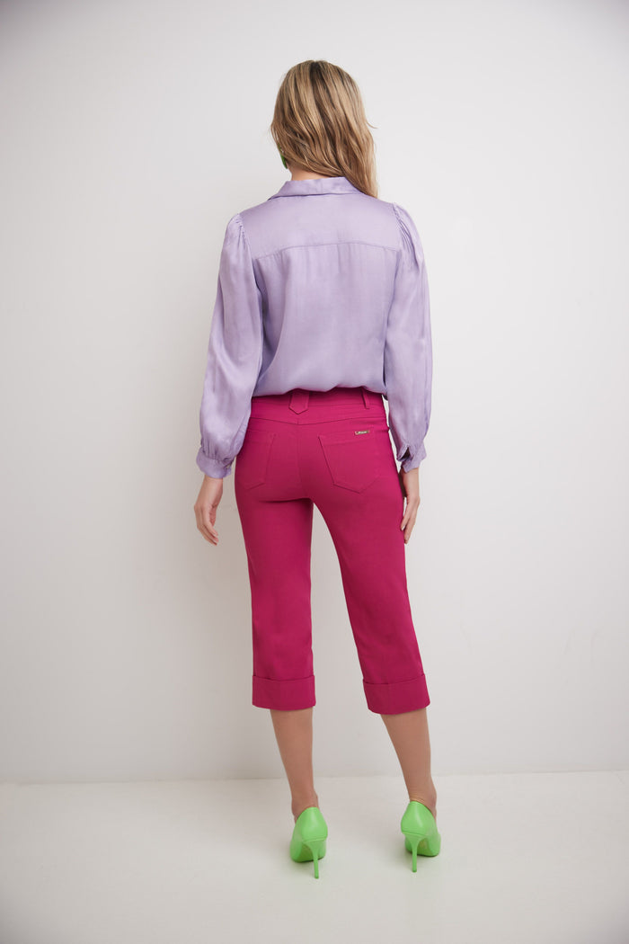 Rekucci Chic Capri With Classic Cuffed Hem Fuchsia