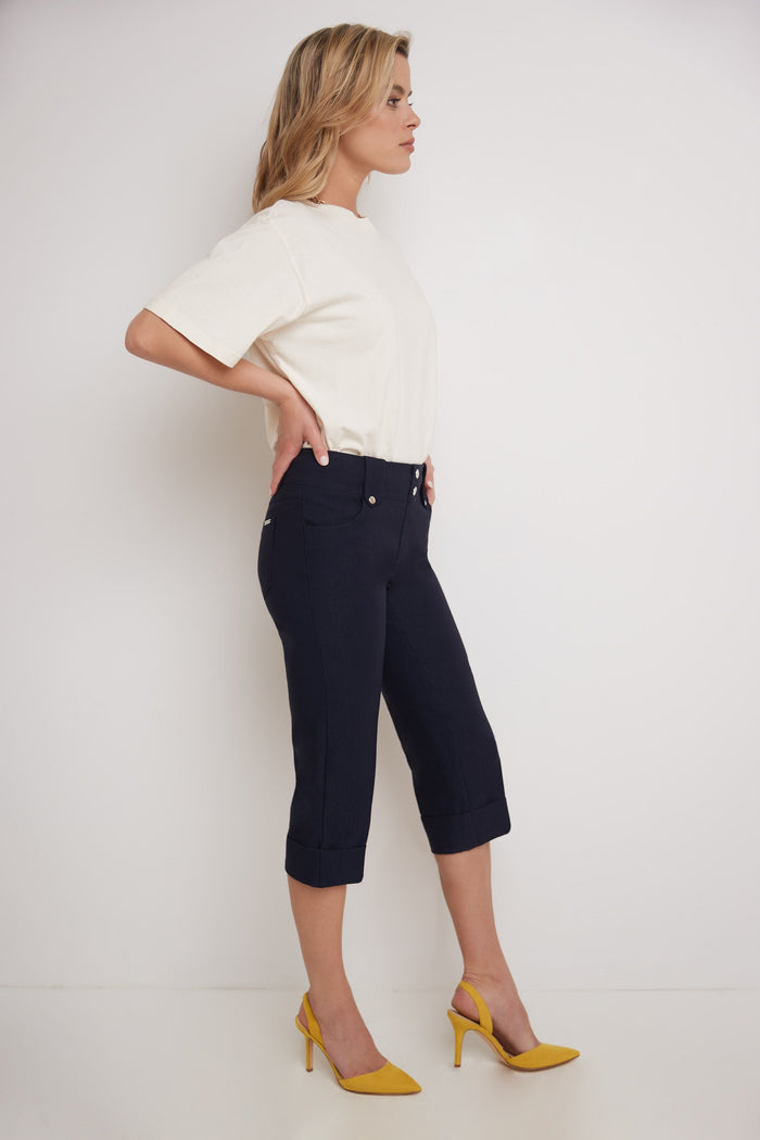 Rekucci Chic Capri With Classic Cuffed Hem Navy