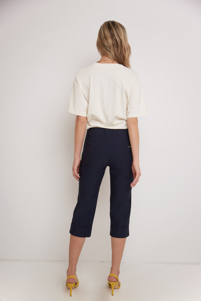 Rekucci Chic Capri With Classic Cuffed Hem Navy