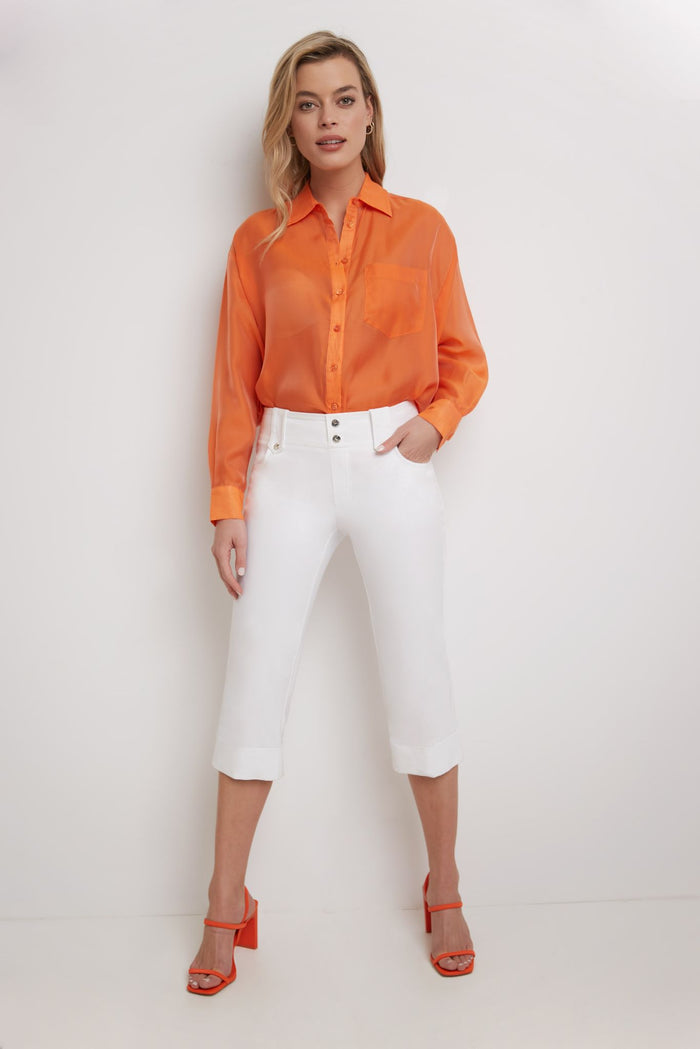 Rekucci Chic Capri With Classic Cuffed Hem White