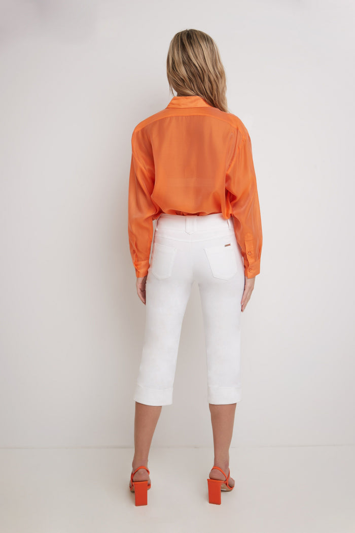 Rekucci Chic Capri With Classic Cuffed Hem White