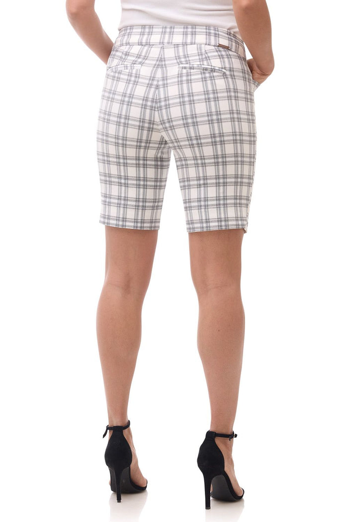 Rekucci Rekucci EcoCosy 9" Walking Short With Pockets Ivory/black-plaid