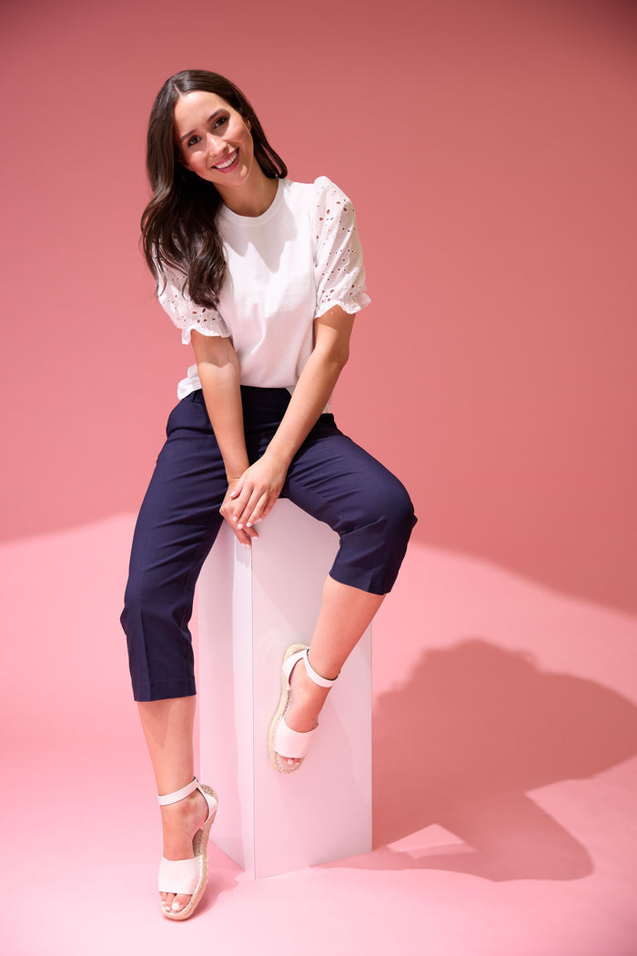 Rekucci Rekucci EcoCosy Classic Chic Cropped Capri Pant Navy