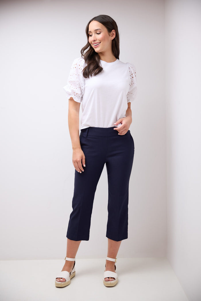 rekucci Rekucci EcoCosy Classic Chic Cropped Capri Pant navy