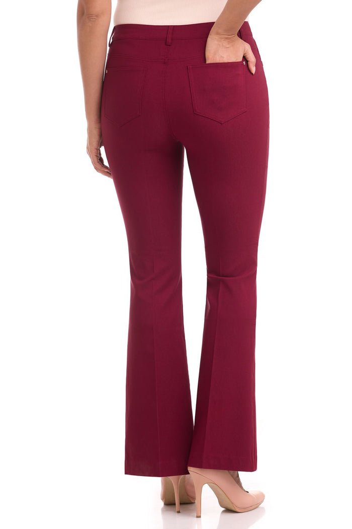 Rekucci Rekucci EcoCosy Comfort Pull-On 5 Pocket Pant W/ Flare Leg Burgundy