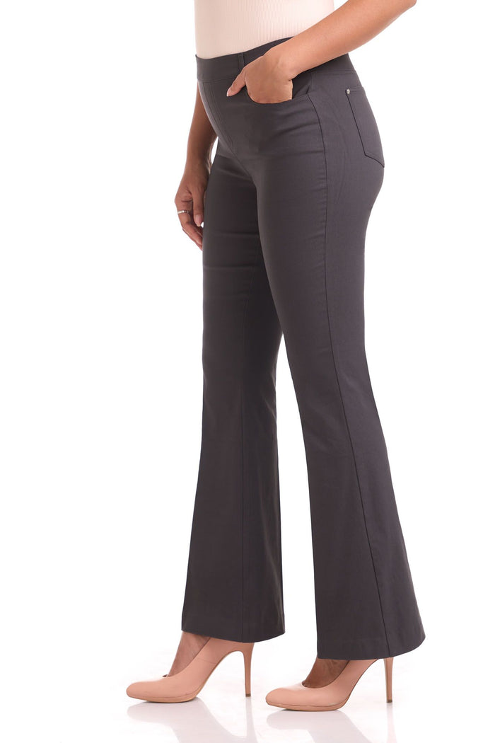 Rekucci Rekucci EcoCosy Comfort Pull-On 5 Pocket Pant W/ Flare Leg Dark-grey