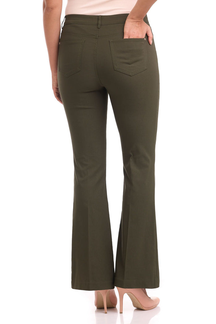 Rekucci Rekucci EcoCosy Comfort Pull-On 5 Pocket Pant W/ Flare Leg Olive