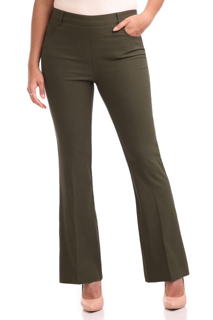 Rekucci Rekucci EcoCosy Comfort Pull-On 5 Pocket Pant W/ Flare Leg Olive