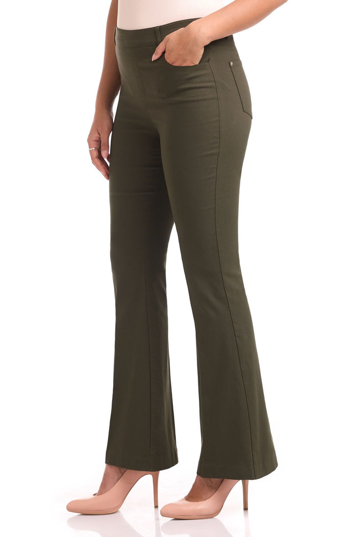 rekucci Rekucci EcoCosy Comfort Pull-On 5 Pocket Pant w/ Flare Leg olive