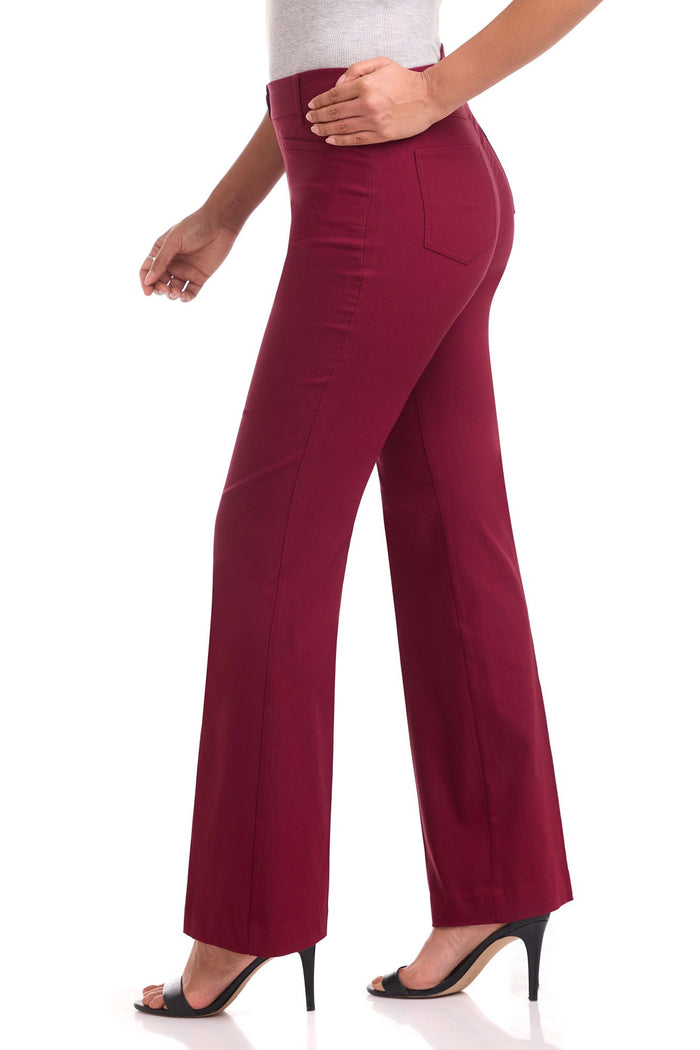 Rekucci Rekucci EcoCosy Comfort Pull-On Flared Leg Pant Burgundy