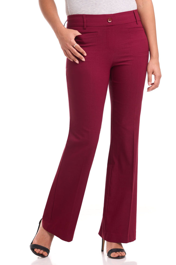rekucci Rekucci EcoCosy Comfort Pull-On Flared Leg Pant burgundy