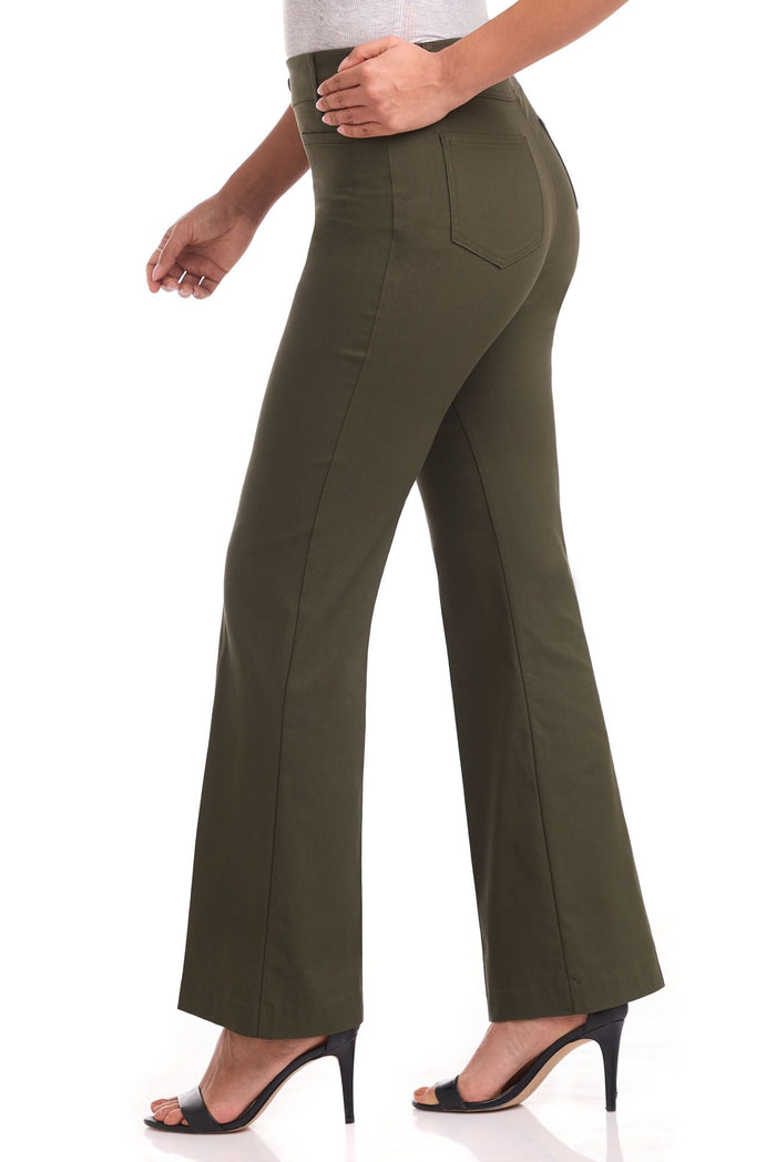 Rekucci Rekucci EcoCosy Comfort Pull-On Flared Leg Pant Olive