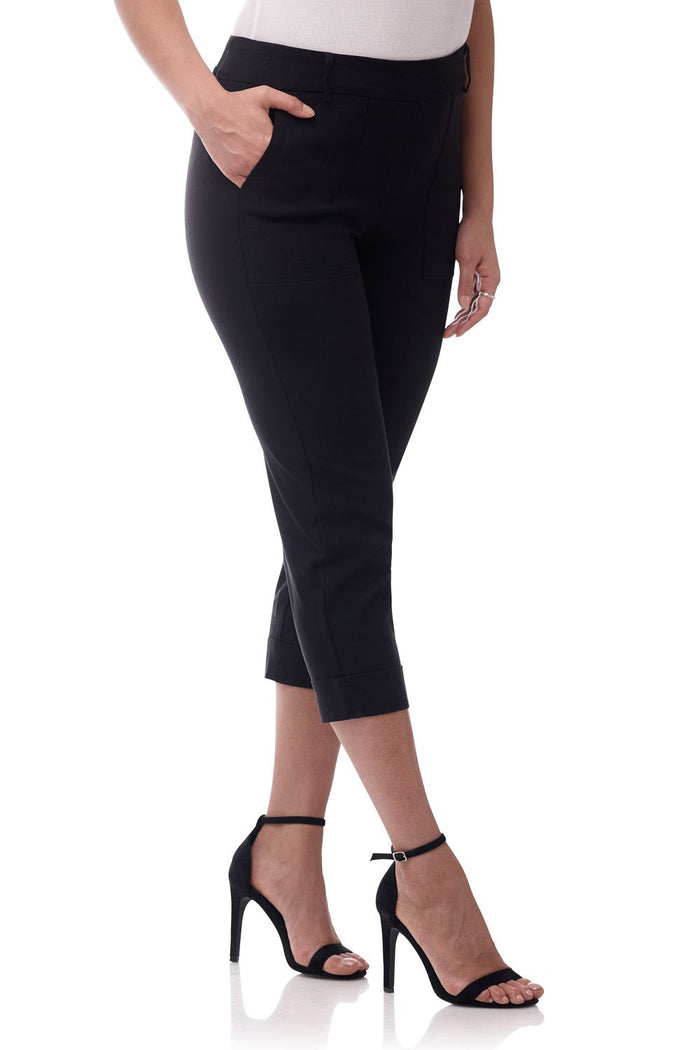 Rekucci Rekucci EcoCosy Cuffed Modern Cargo Crop Pant Black