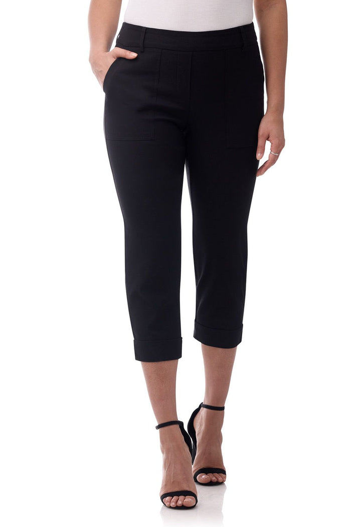 rekucci Rekucci EcoCosy Cuffed Modern Cargo Crop Pant black