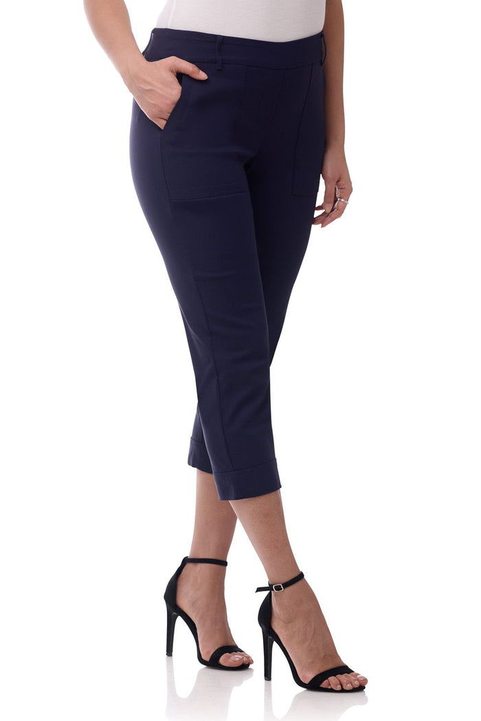 Rekucci Rekucci EcoCosy Cuffed Modern Cargo Crop Pant Navy