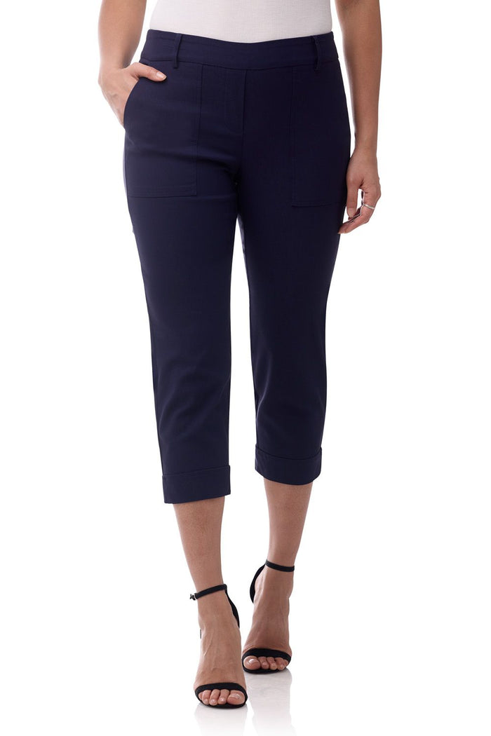 rekucci Rekucci EcoCosy Cuffed Modern Cargo Crop Pant navy