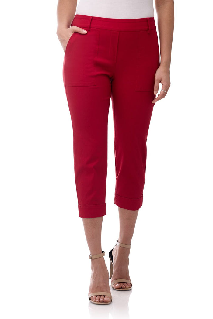 Rekucci Rekucci EcoCosy Cuffed Modern Cargo Crop Pant Red