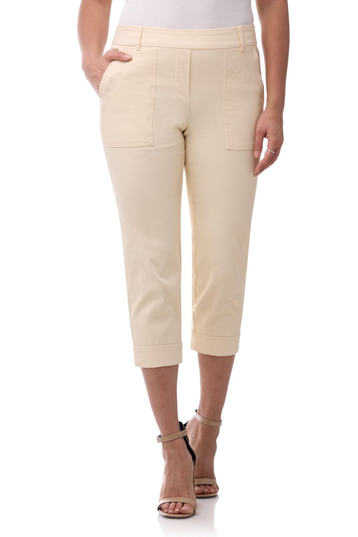 rekucci Rekucci EcoCosy Cuffed Modern Cargo Crop Pant wheat