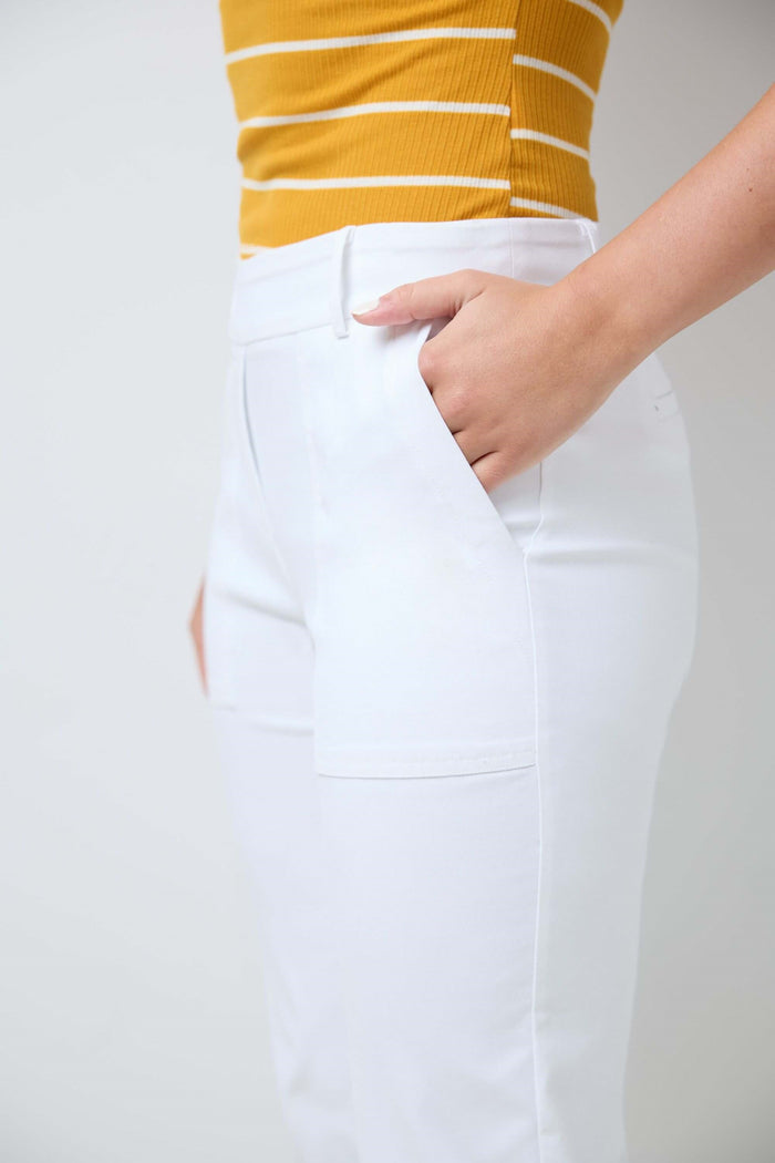 Rekucci Rekucci EcoCosy Cuffed Modern Cargo Crop Pant White
