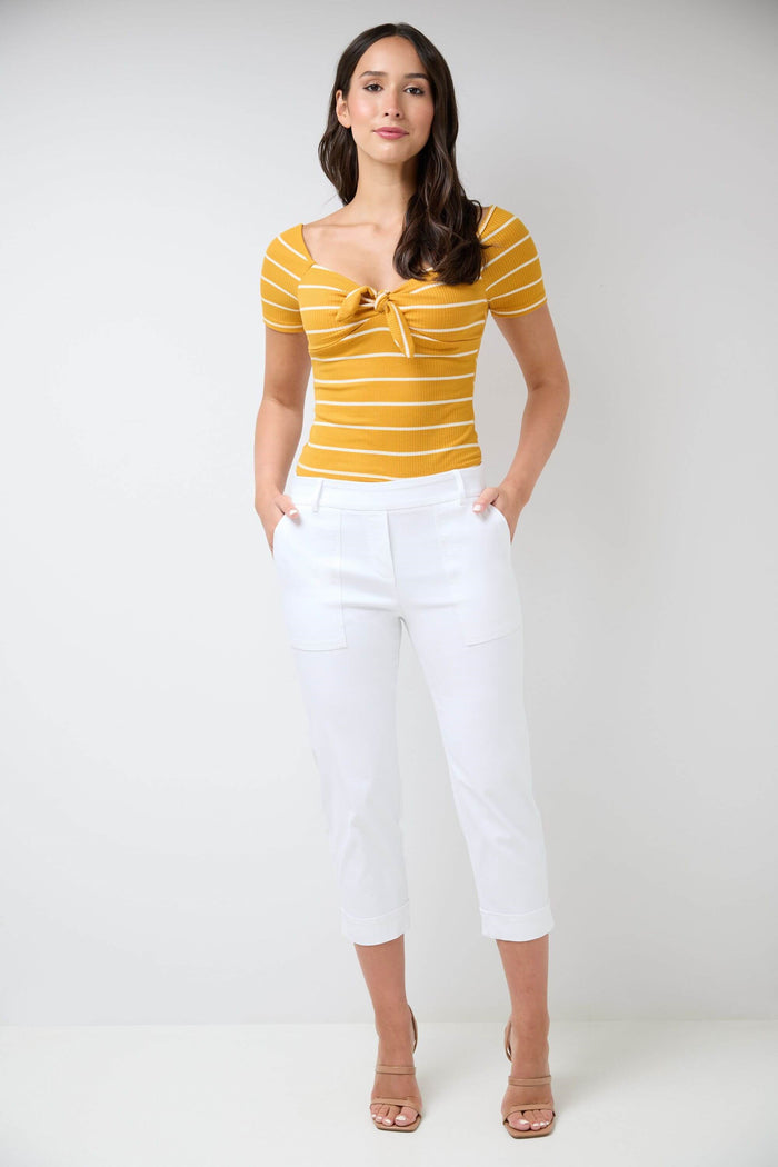 Rekucci Rekucci EcoCosy Cuffed Modern Cargo Crop Pant White