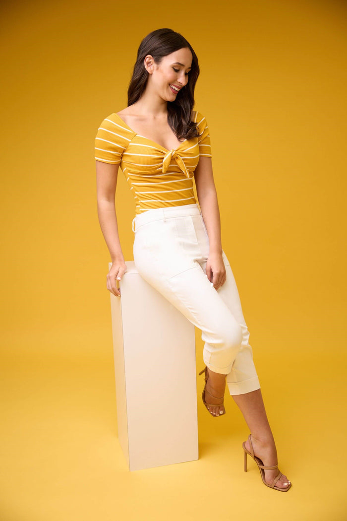 rekucci Rekucci EcoCosy Cuffed Modern Cargo Crop Pant white