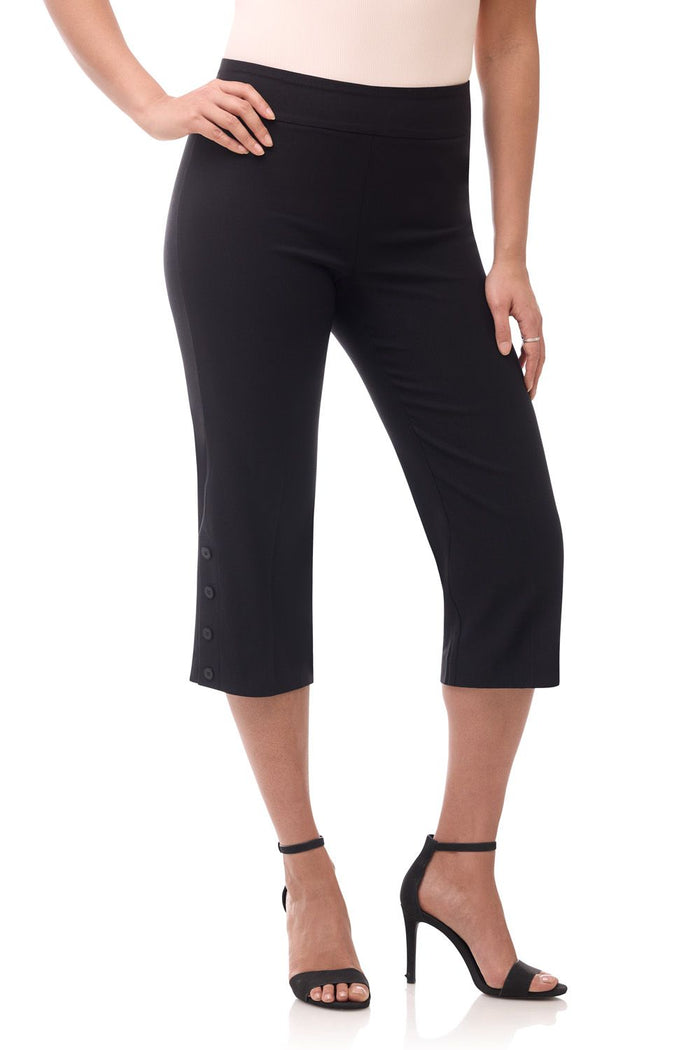 Rekucci Rekucci EcoCosy Straight Leg Capri With Button Detail Black