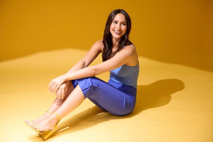 Rekucci Rekucci EcoCosy Straight Leg Capri With Button Detail Cobalt