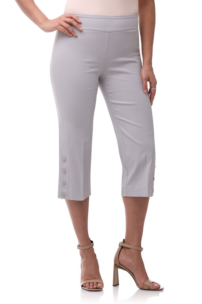 rekucci Rekucci EcoCosy Straight Leg Capri with Button Detail dove-grey