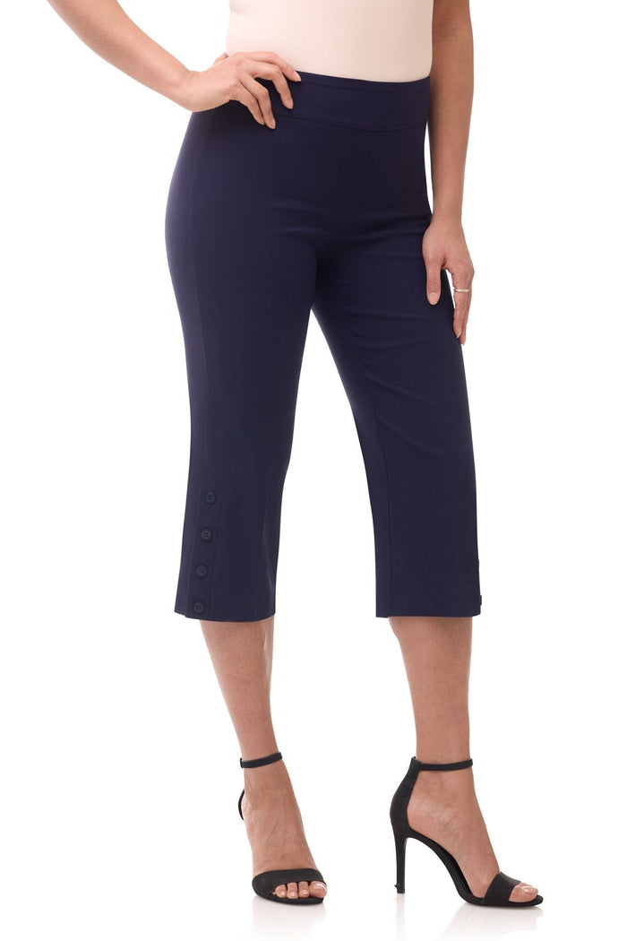 Rekucci Rekucci EcoCosy Straight Leg Capri With Button Detail Navy