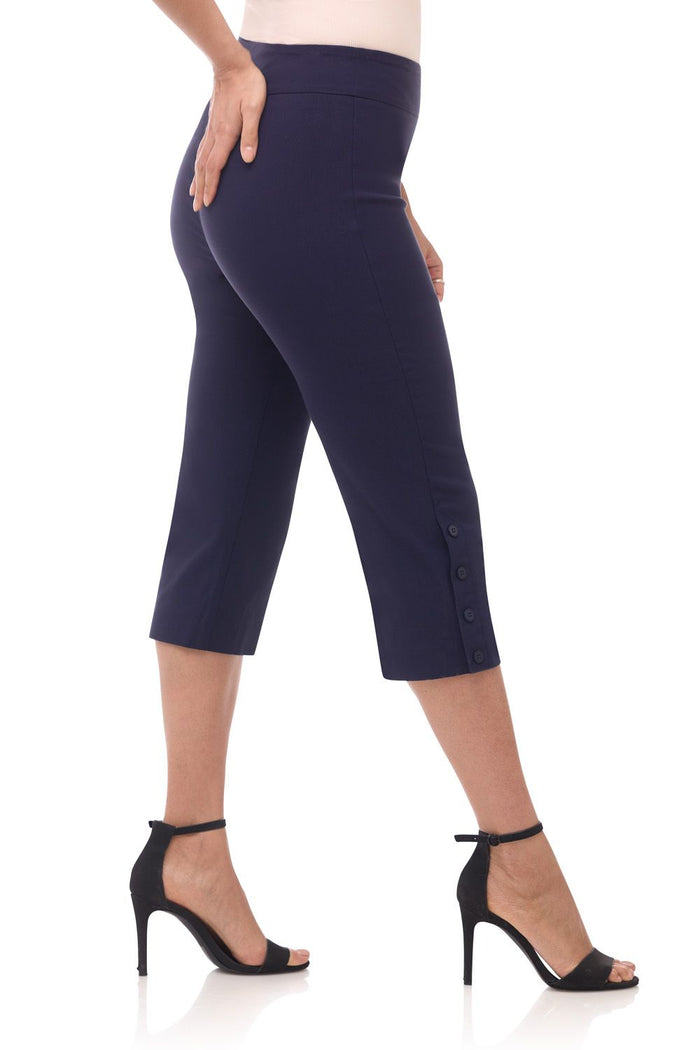 rekucci Rekucci EcoCosy Straight Leg Capri with Button Detail navy