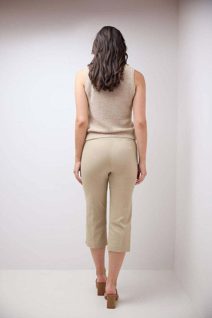 Rekucci Rekucci EcoCosy Straight Leg Capri With Button Detail Stone