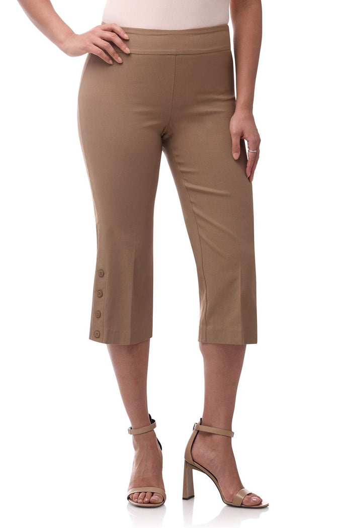 rekucci Rekucci EcoCosy Straight Leg Capri with Button Detail waffle-cone