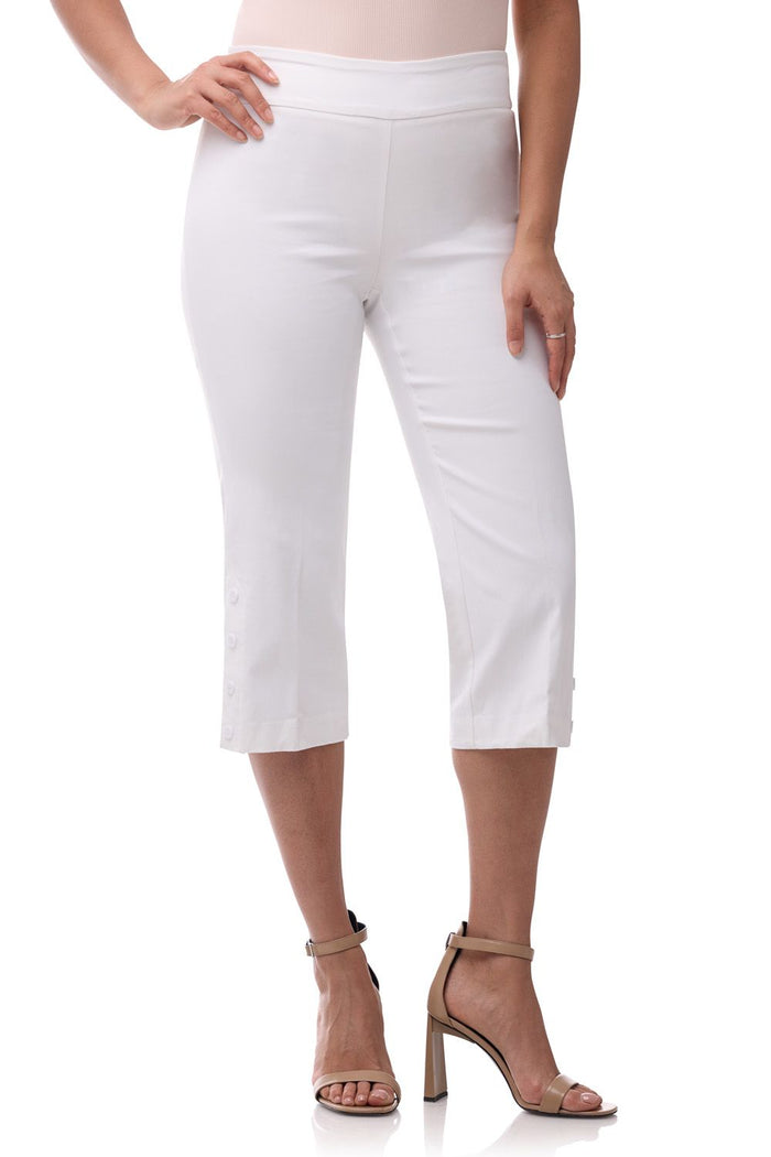 Rekucci Rekucci EcoCosy Straight Leg Capri With Button Detail White