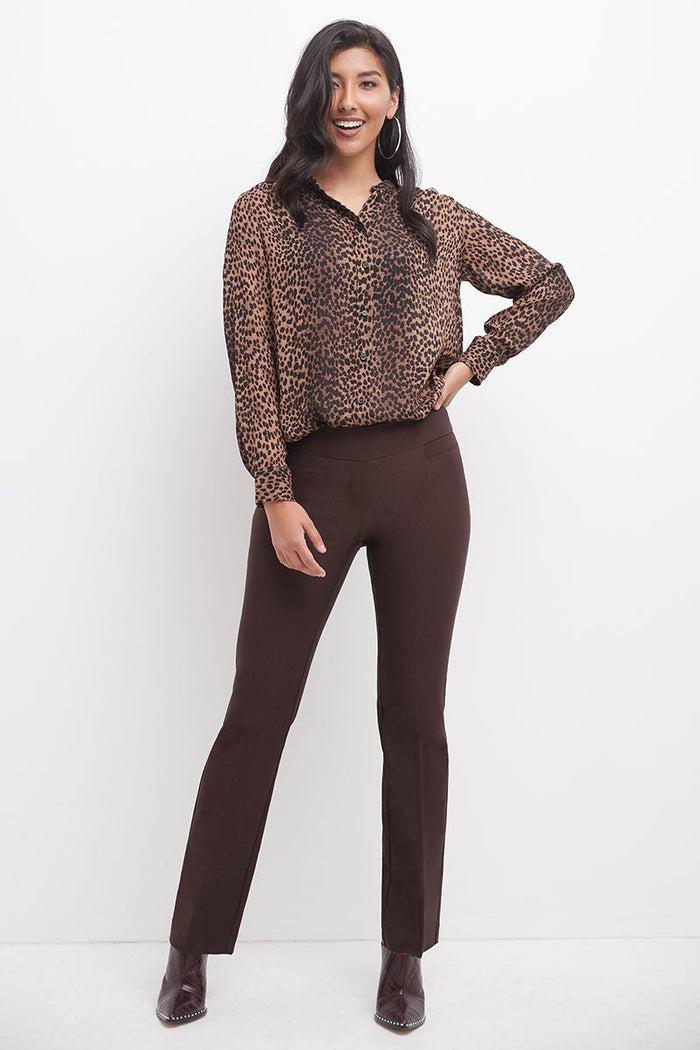 rekucci Pull-on bootcut work pants brown