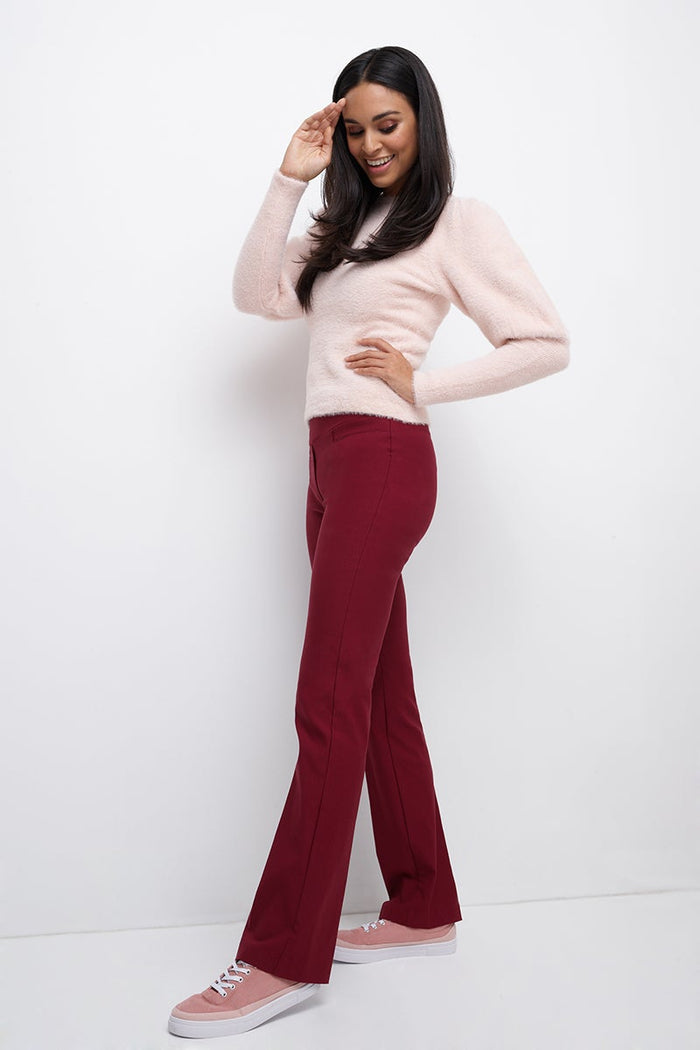 Rekucci Pull-on Bootcut Work Pants Burgundy