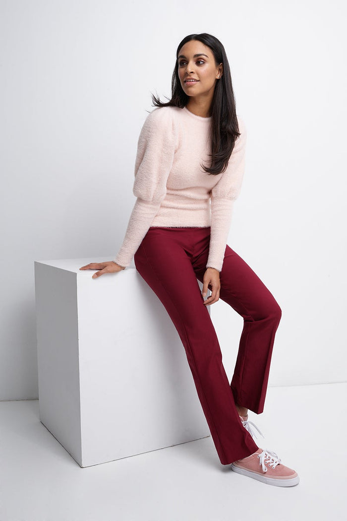 rekucci Pull-on bootcut work pants burgundy