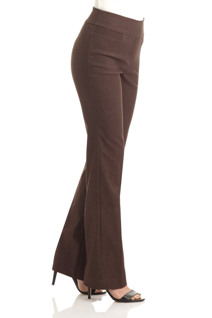 rekucci Pull-on bootcut work pants heather-brown